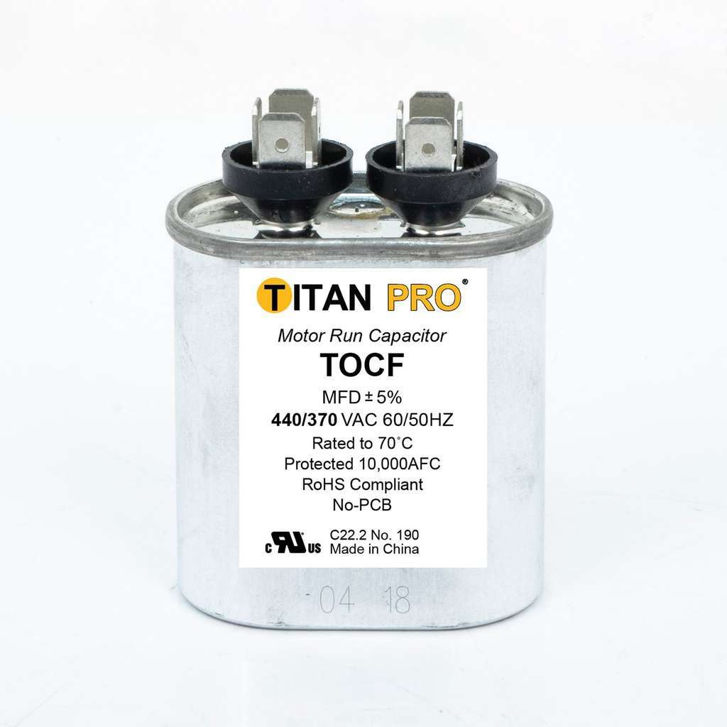 TITAN PRO Run Capacitor 7.5 MFD 440/370 Volt Oval