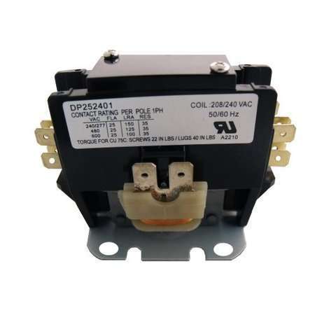 Supco Contactor 25A 240V 1.5 Pole DP252401